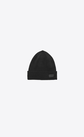 SAINT LAURENT Hüte Damen Strickhut aus schwarzem Kaschmir a_V4